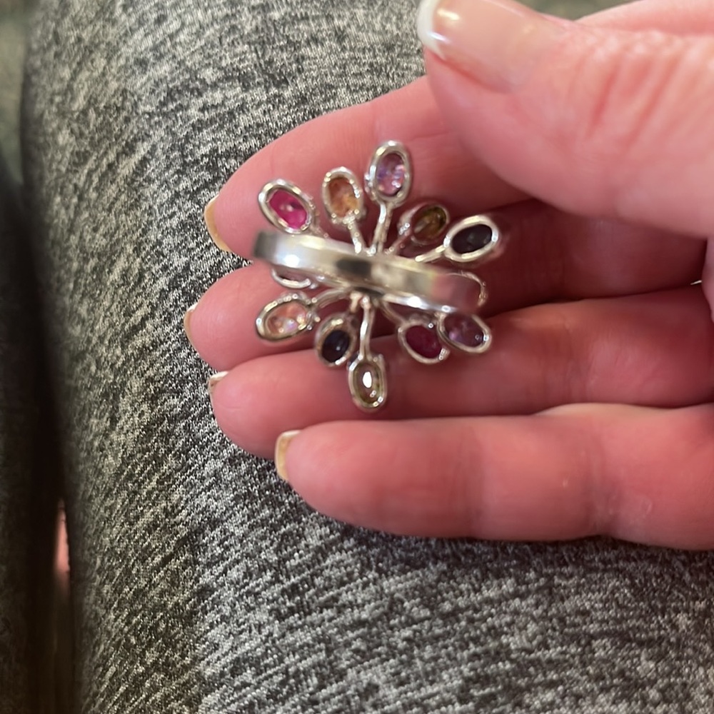 Gorgeous Multi-Gemstone Flower Ring - image 4